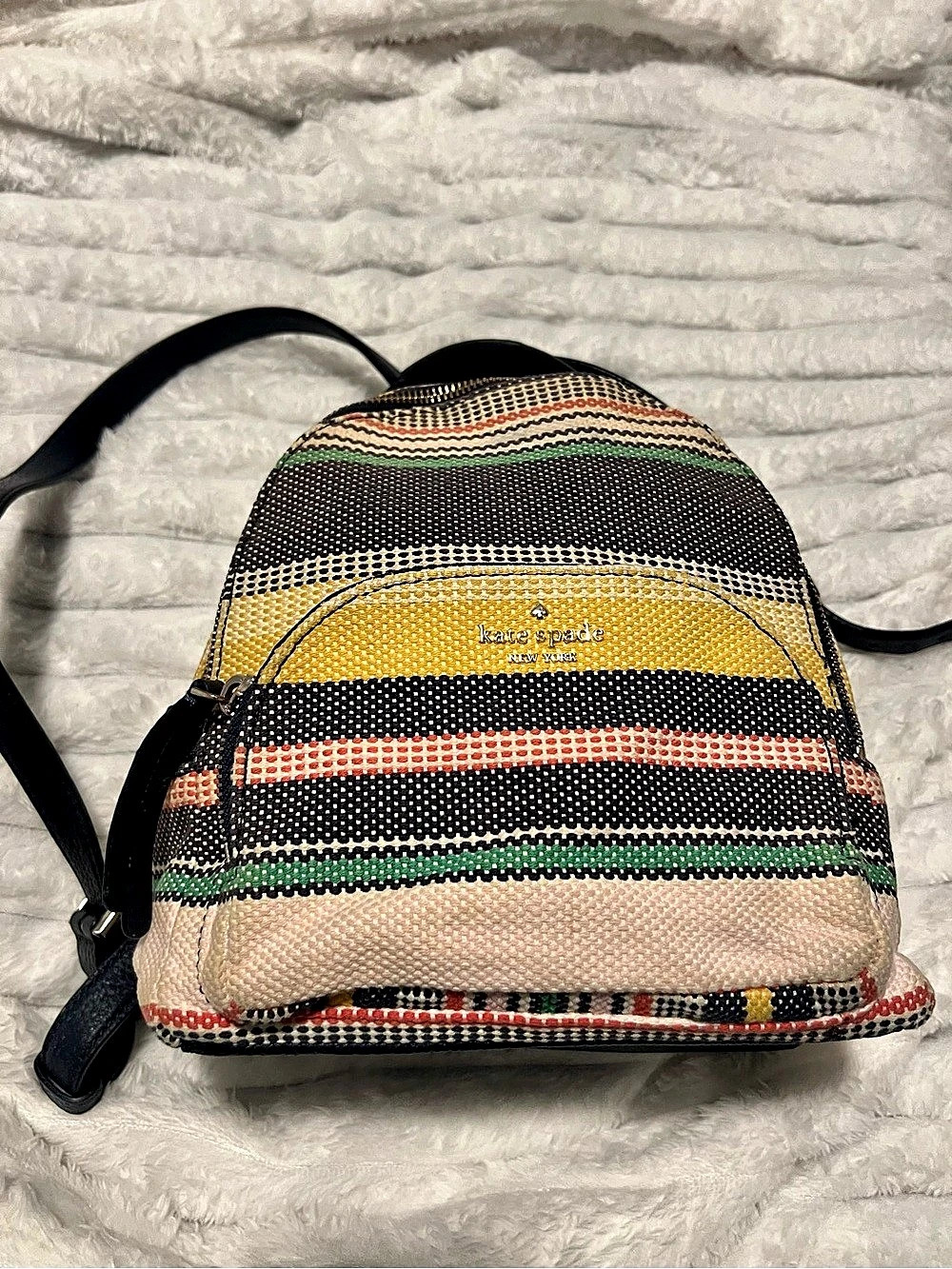 Kate Spade Multicolor Striped Backpack Like New